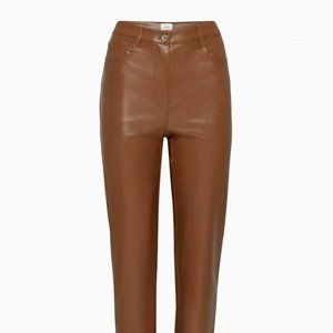 Aritzia Wilfred Melina Faux Leather Pants in Cognac Size 6